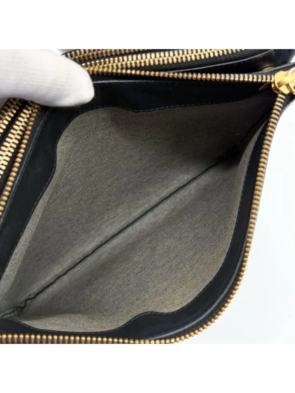 Celine Trio Large Shoulder Bag Black Leather Clutch
